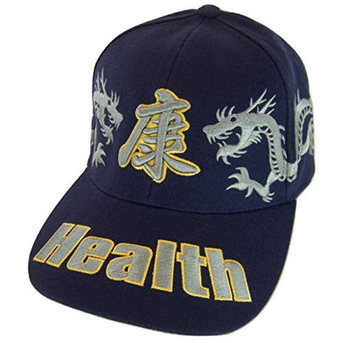 Health Dragon Design Adult Size Adjustable Baseball Caps (Navy)