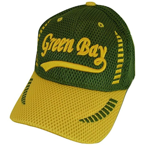 Green Bay Men's Summer Mesh Adjustable Baseball Cap (Green/Gold)