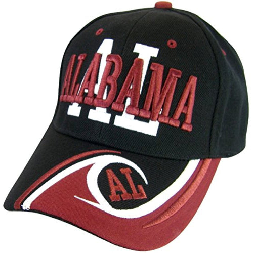 Alabama Men's AL Wave Pattern Adjustable Baseball Cap (Black/Crimson)