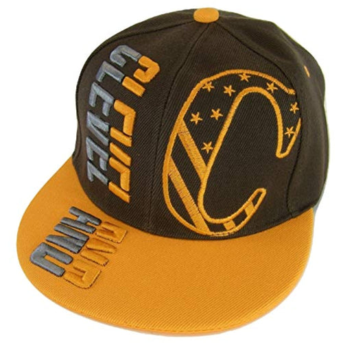 Cleveland Raised Text Adjustable Snapback Baseball Cap (Brown/Orange)