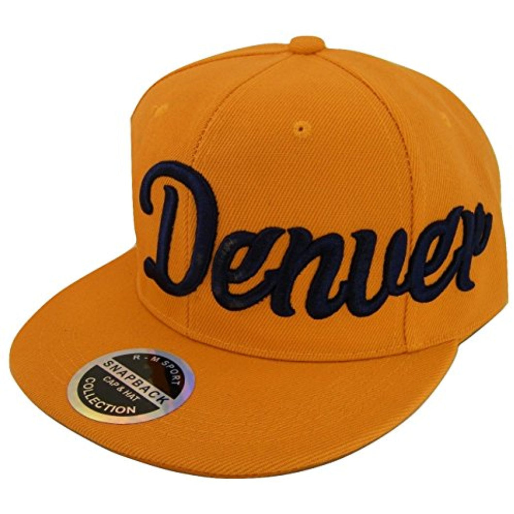 Denver Men's Offset Cursive Script Adjustable Snapback Baseball Cap (Orange)