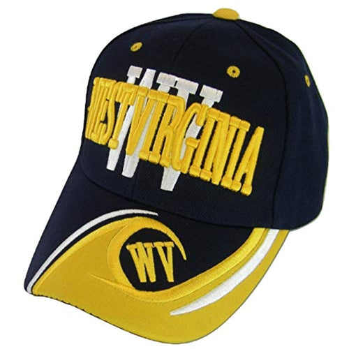 West Virginia Men's Wave Pattern Adjustable Baseball Cap (Navy/Gold)