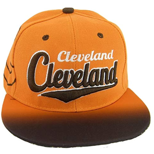 Cleveland Fade Top Printed Bill Adjustable Snapback Baseball Cap (Orange/Brown)