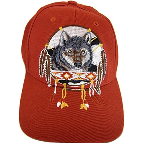 Native Pride Wolf Men's Adjustable Baseball Cap (S1-Red)