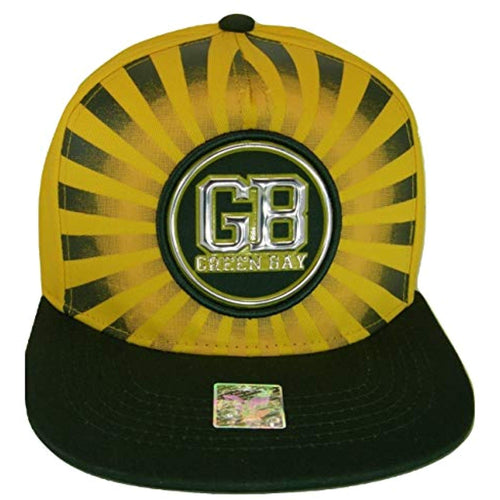 Green Bay Men's Striped Cotton Patch Style Adjustable Snapback Baseball Cap (Gold/Green)