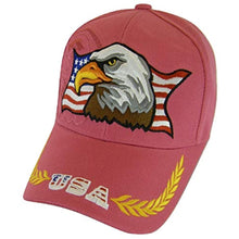 Men's Patriotic Large Eagle USA Adjustable Baseball Cap (Hot Pink)