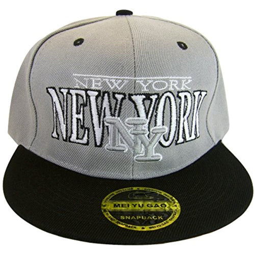 New York NY Men's 2-Tone Snapback Baseball Cap (Gray/Black)