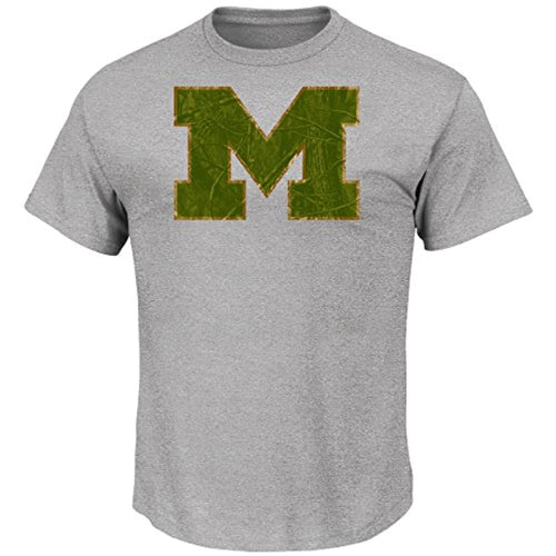 NCAA Michigan Wolverines Men's Laid Out Tee, Steel Heather