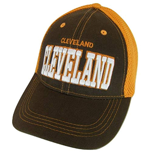 Cleveland Solid Front Air Mesh Back Adjustable Baseball Cap (Brown/Orange)