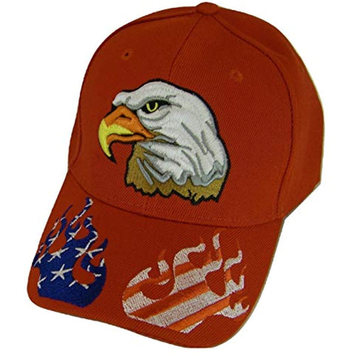 USA Men's Patriotic Eagle Adjustable Baseball Cap (Flames Red)