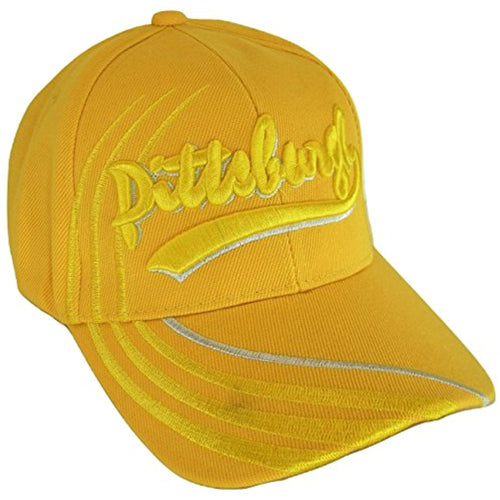 Pittsburgh Men's Striped 2-Tone Adjustable Baseball Cap (Gold)