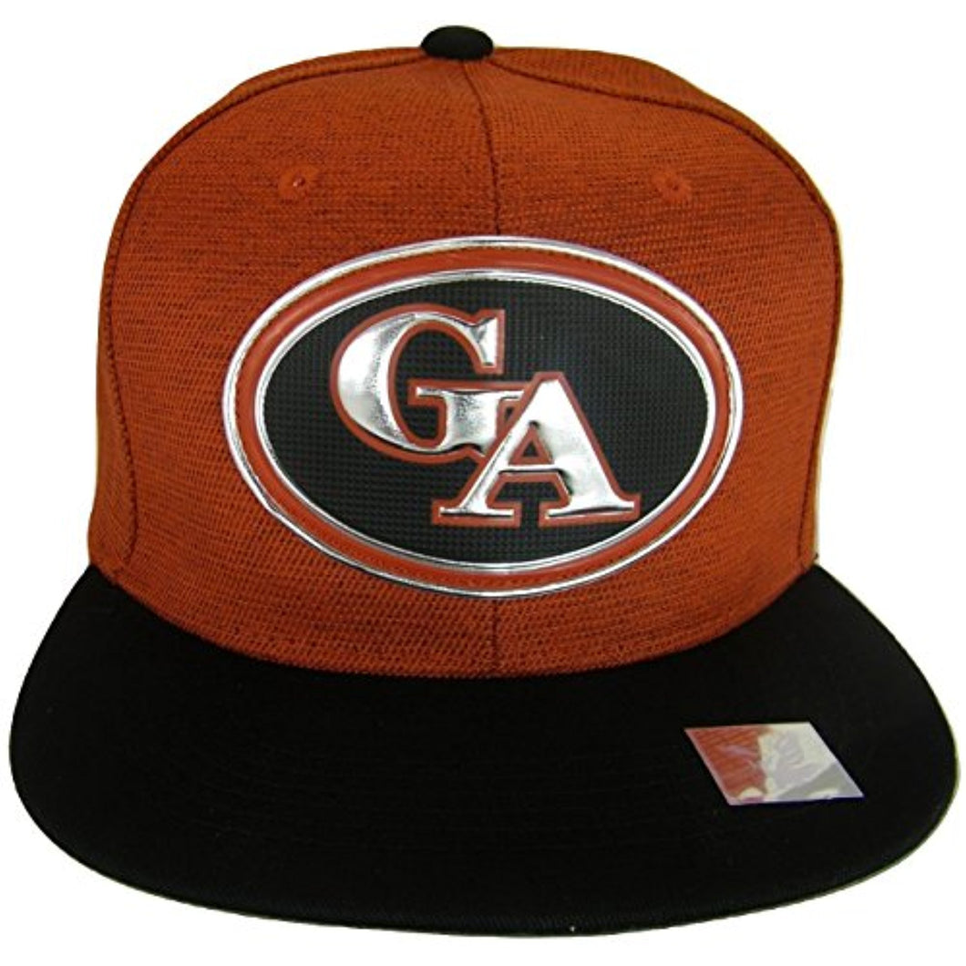 Georgia GA Oval Style Cotton Adjustable Snapback Baseball Cap (Red/Black)