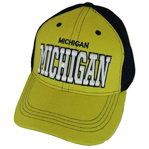 Michigan Solid Front Air Mesh Back Adjustable Baseball Cap (Gold/Navy)