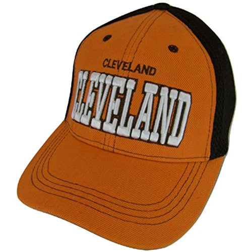 Cleveland Solid Front Air Mesh Back Adjustable Baseball Cap (Orange/Brown)