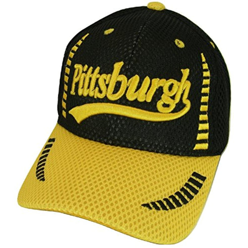 Pittsburgh Men's Summer Mesh Adjustable Baseball Cap (Black/Gold)