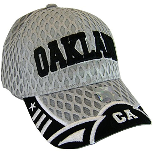 Oakland Men's Summer Mesh Adjustable Baseball Caps (Gray/Black)