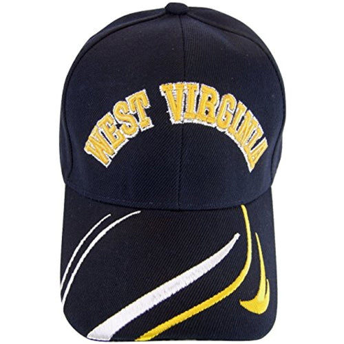 West Virginia Men's Striped Bill Adjustable Baseball Cap (Navy)