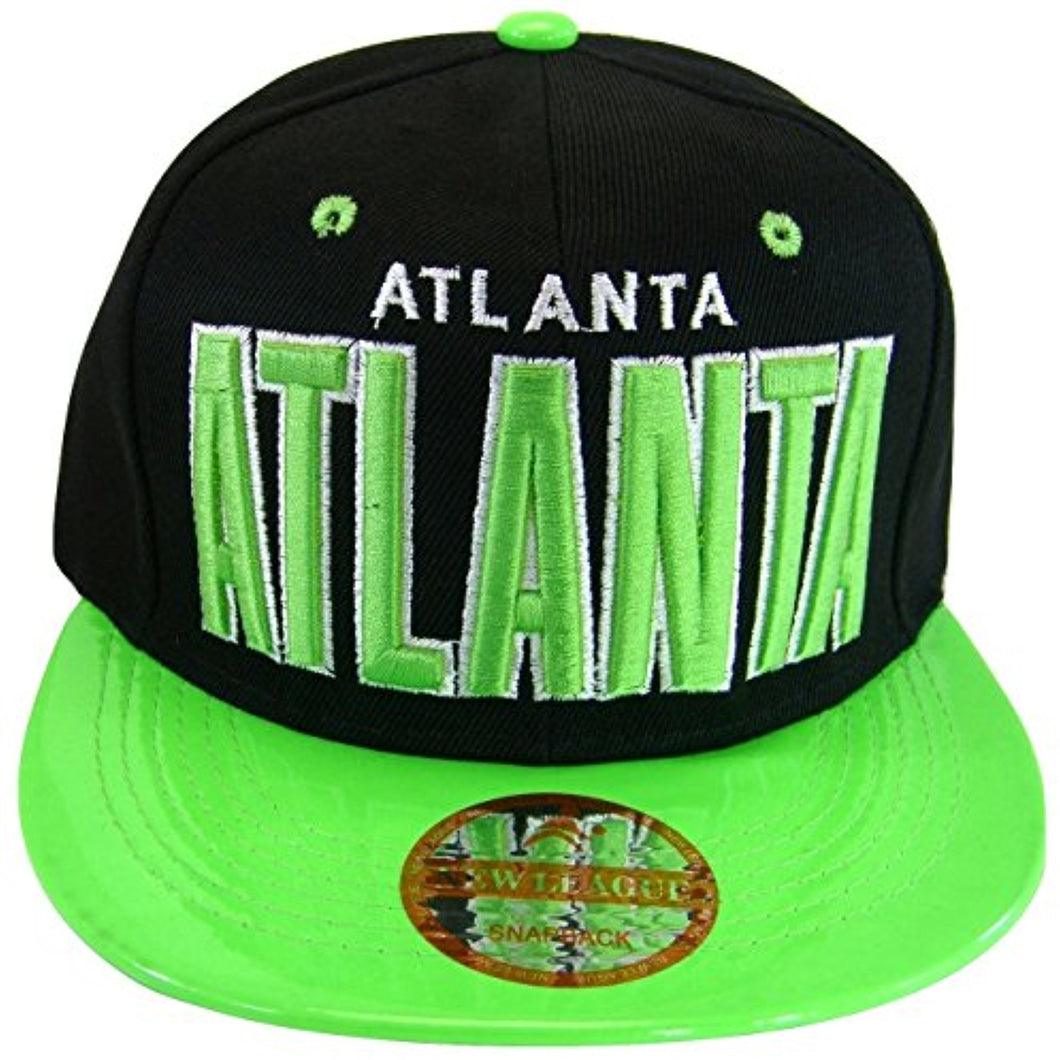 Atlanta Men's Adjustable Snapback Baseball Cap (Black/Green Textured Bill)