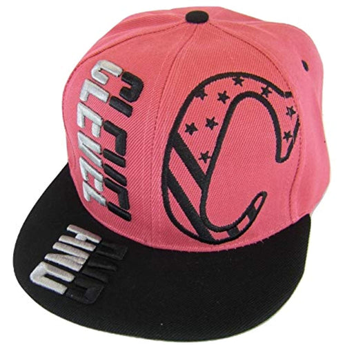 Cleveland Raised Text Adjustable Snapback Baseball Cap (Hot Pink/Black)