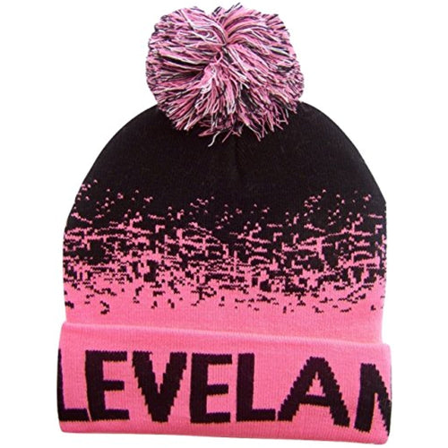 Cleveland Men's Digital Fade Soft Fabric Winter Knit Hats (Black/Pink)