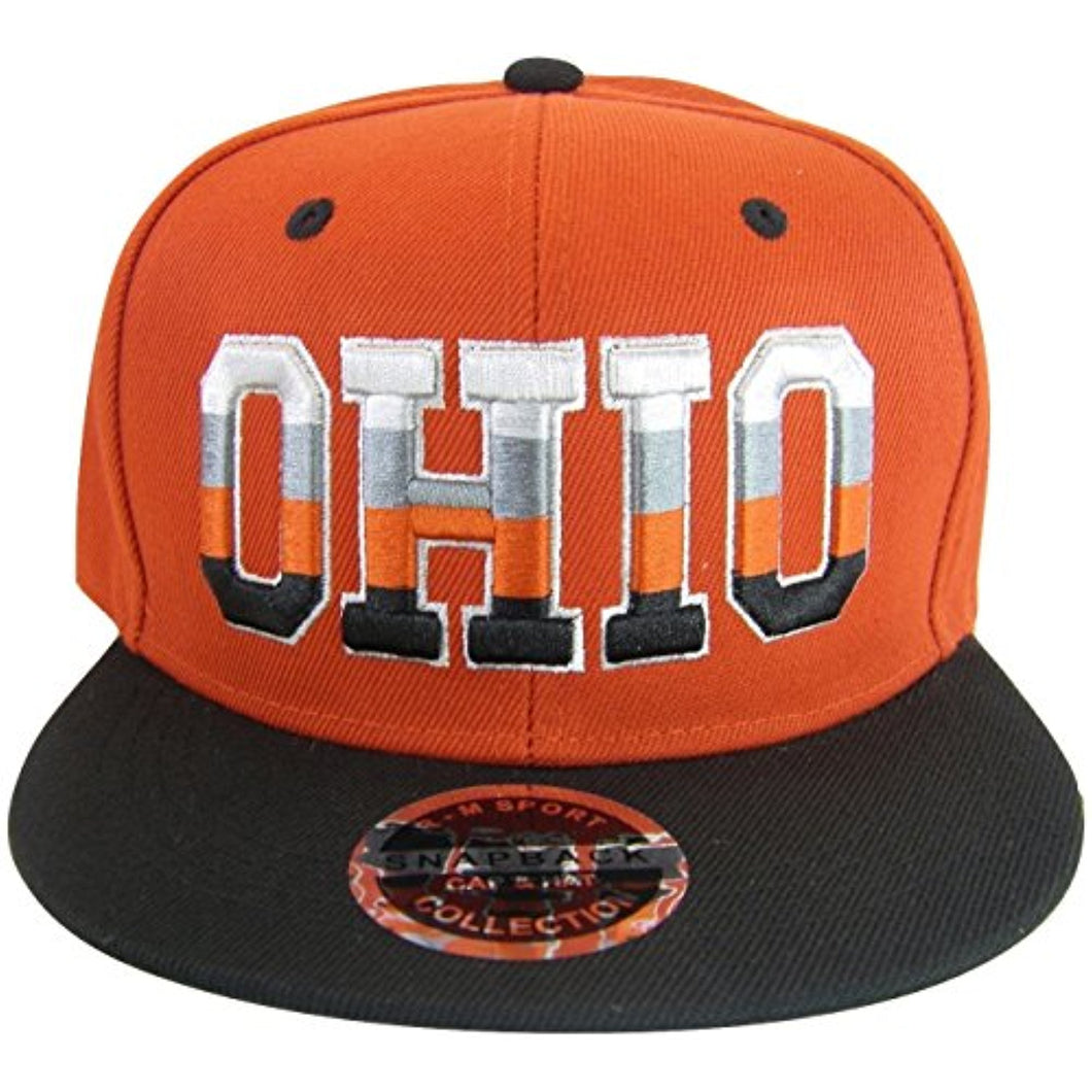 Ohio 4-Color Letters Men's Adjustable Snapback Baseball Cap (Red/Black)