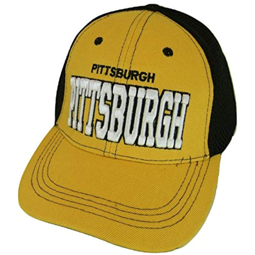 Pittsburgh Solid Front Air Mesh Back Adjustable Baseball Cap (Gold/Black)