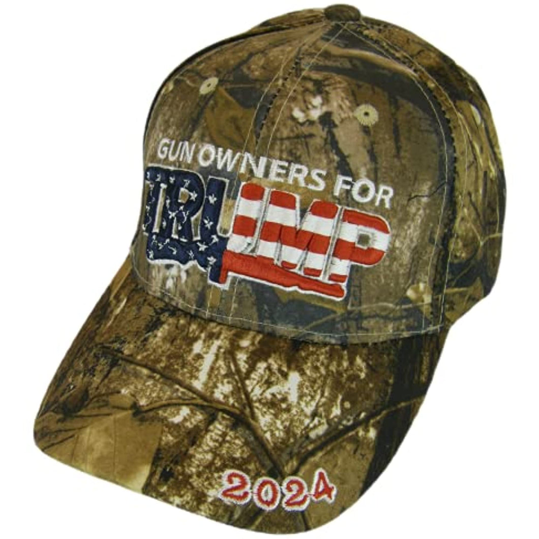 Gun Owners for Trump 2024 Adjustable Baseball Cap (Hunting Camo)