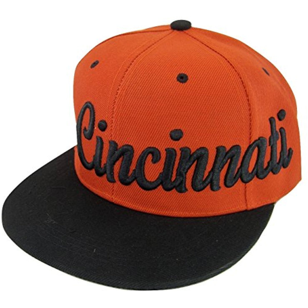 Cincinnati Men's Offset Cursive Script Adjustable Snapback Baseball Cap (Red/Black)