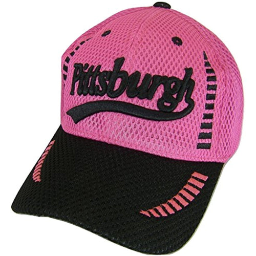 Pittsburgh Men's Summer Mesh Adjustable Baseball Cap (Hot Pink/Black)