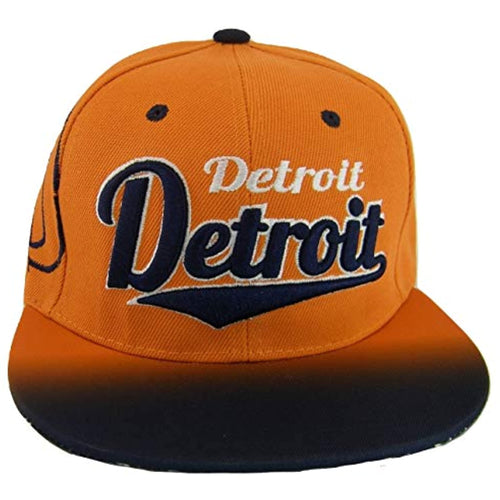 Detroit Fade Top Printed Bill Adjustable Snapback Baseball Cap (Orange/Navy)