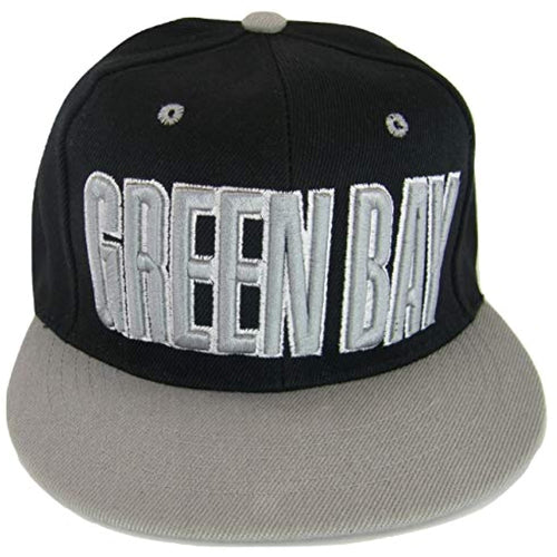 Green Bay Bold Script Men's Adjustable Snapback Baseball Caps (Black/Gray)