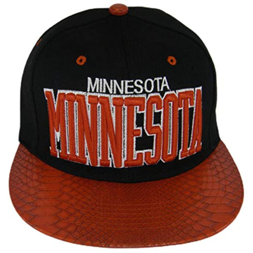 Minnesota Men's Adjustable Snapback Baseball Cap (Black/Red Textured)