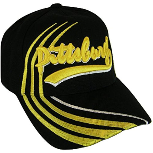 Pittsburgh Men's Striped 2-Tone Adjustable Baseball Cap (Black)