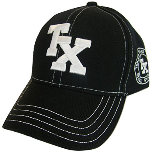 Texas TX Side Circle Adjustable Baseball Cap (Black)