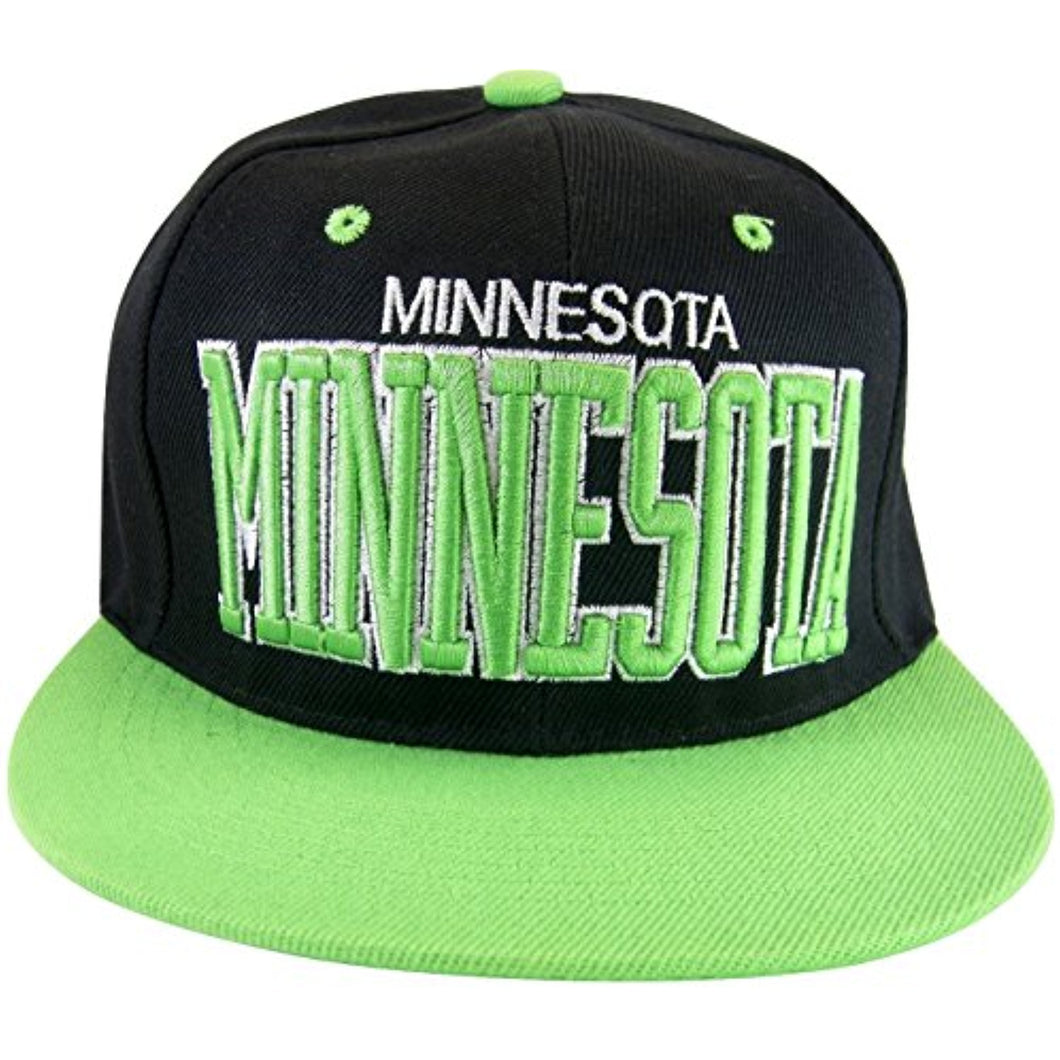 Minnesota Men's Adjustable Snapback Baseball Cap (Black/Green)