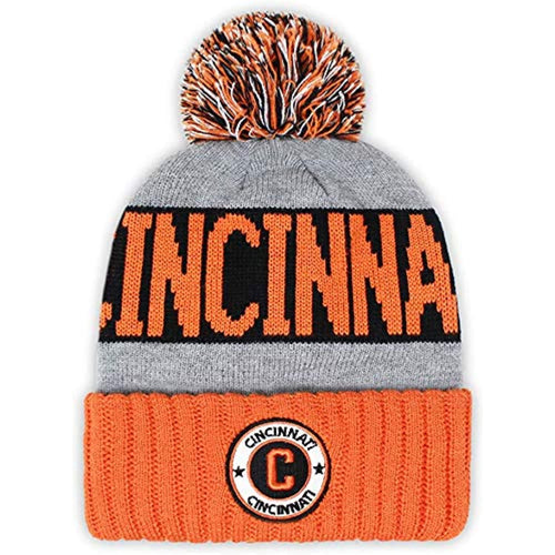 Cincinnati Men's Winter Knit Landmark Patch Pom Beanie (Orange/Black)