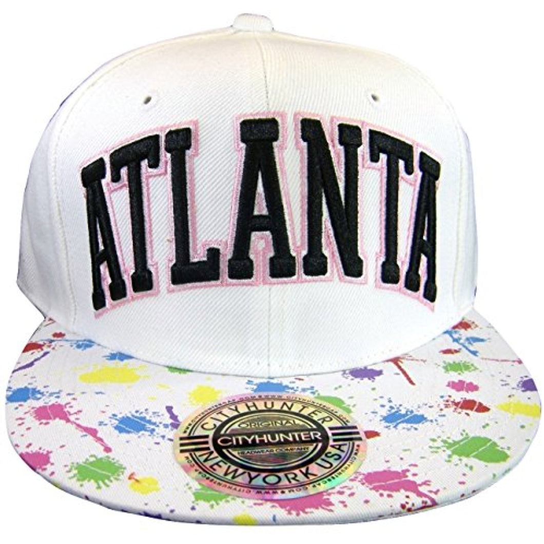 City Hunter Atlanta Men's Adjustable Snapback Baseball Caps (White Paint)