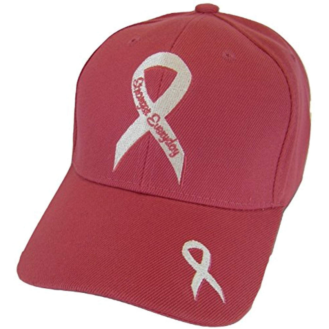 Breast Cancer Awareness BCA Stronger Everyday Pink Ribbon Baseball Cap (Hot Pink)