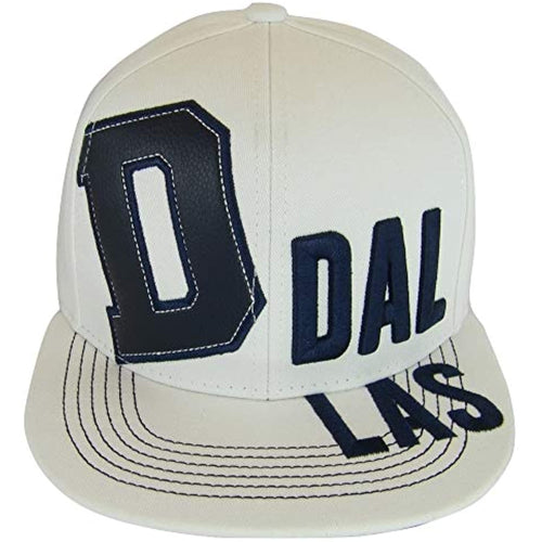 Dallas City Name 2-Tone Split Text Adjustable Snapback Baseball Cap (White)