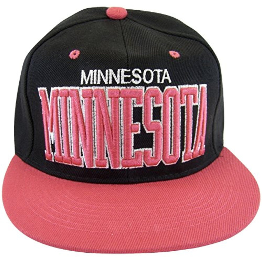 Minnesota Men's Adjustable Snapback Baseball Cap (Black/Pink)