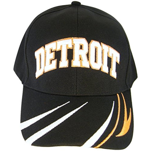 Detroit Men's Striped Bill Adjustable Baseball Cap (Black)