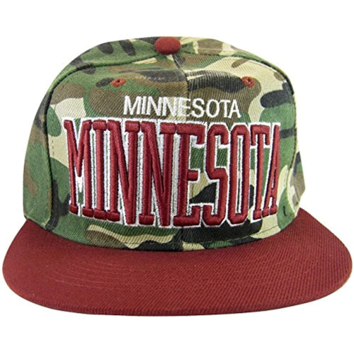 Minnesota Men's Adjustable Snapback Baseball Cap (Camouflage/Maroon)