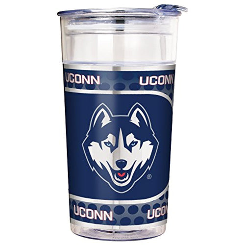 NCAA Connecticut Huskies Double Wall Acrylic Party Cup with Metallic Graphics, 22-Ounce, Clear