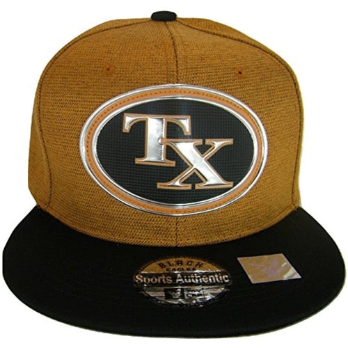 Texas TX Oval Style Cotton Adjustable Snapback Baseball Cap (Orange/Black)