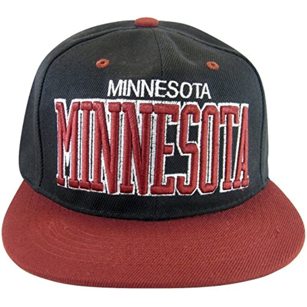 Minnesota Men's Adjustable Snapback Baseball Cap (Black/Burgundy)