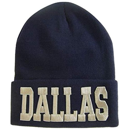 Dallas Adult Size Winter Knit Cuffed Beanie Hat (Navy)
