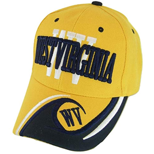 West Virginia Men's Wave Pattern Adjustable Baseball Cap (Gold/Navy)