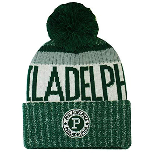 Philadelphia Men's Winter Knit Landmark Patch Pom Beanie