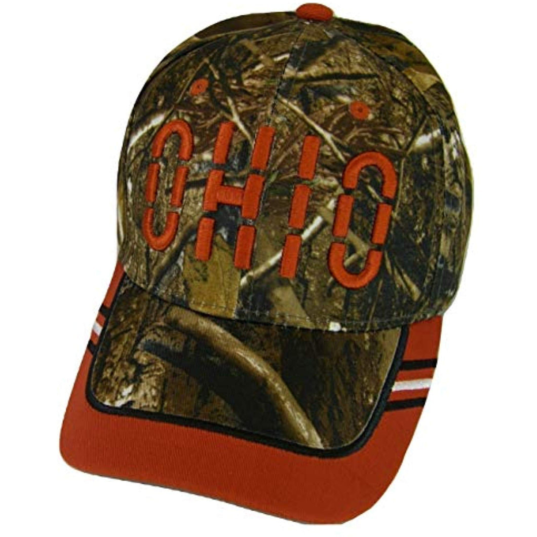 Ohio Window Shade Font Men's Adjustable Baseball Cap (Camo/Red)