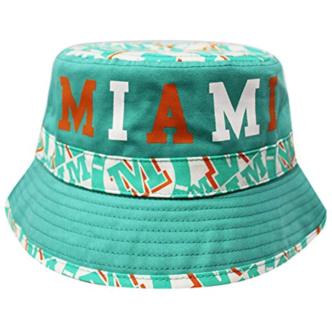 Miami Custom Print City Name Bucket Hat (Teal/Orange)